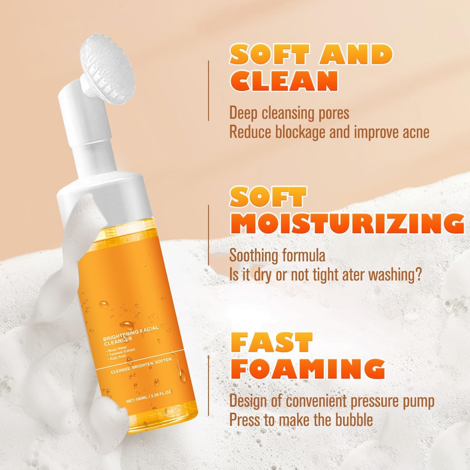 Jabón cúrcuma natural para rostro y cuerpo, limpieza suave.