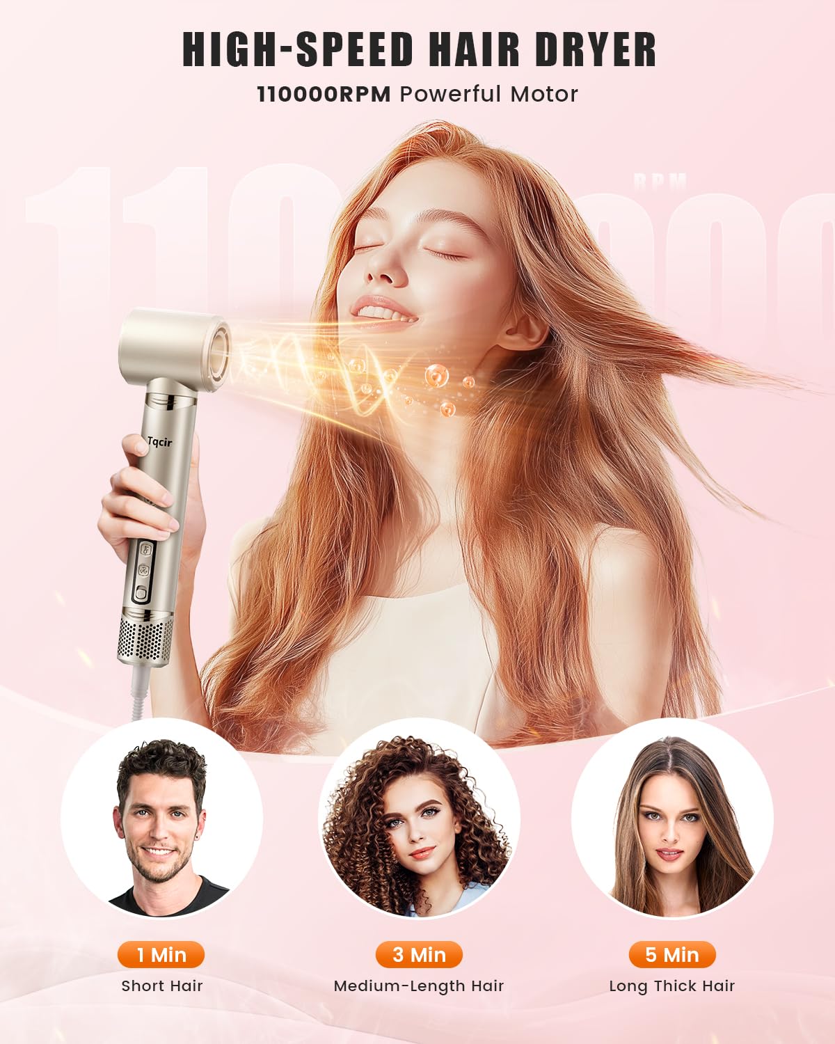 Tqcir diffuser for even, textured drying and natural curls.