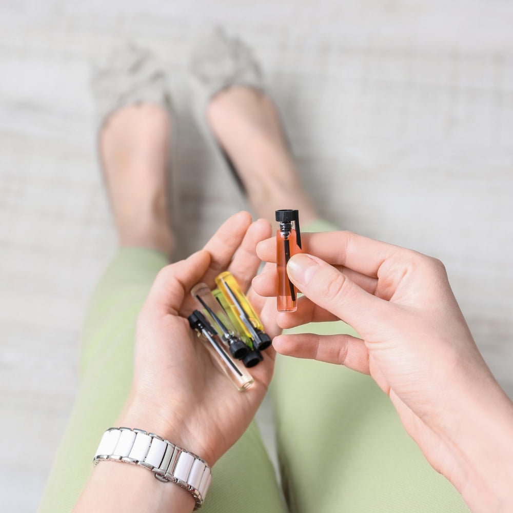 Tradeberry designer scent samples—partial-filled vials explained, with full net weight.