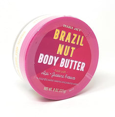 Envase práctico de Trader Joe's Brazil Nut Body Butter para uso diario cómodo.
