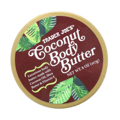 Trader Joe's crema corporal de coco, textura lujosa para uso diario y piel suave.