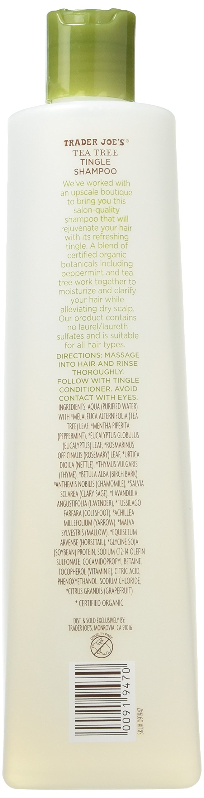 Trader Joe's Tea Tree Tingle Shampoo: ingredientes orgánicos certificados para un cuidado suave.
