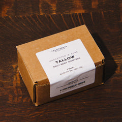 Traditional Nutrients unscented beef tallow soap bar natural texture demonstrates purity and versatile use.