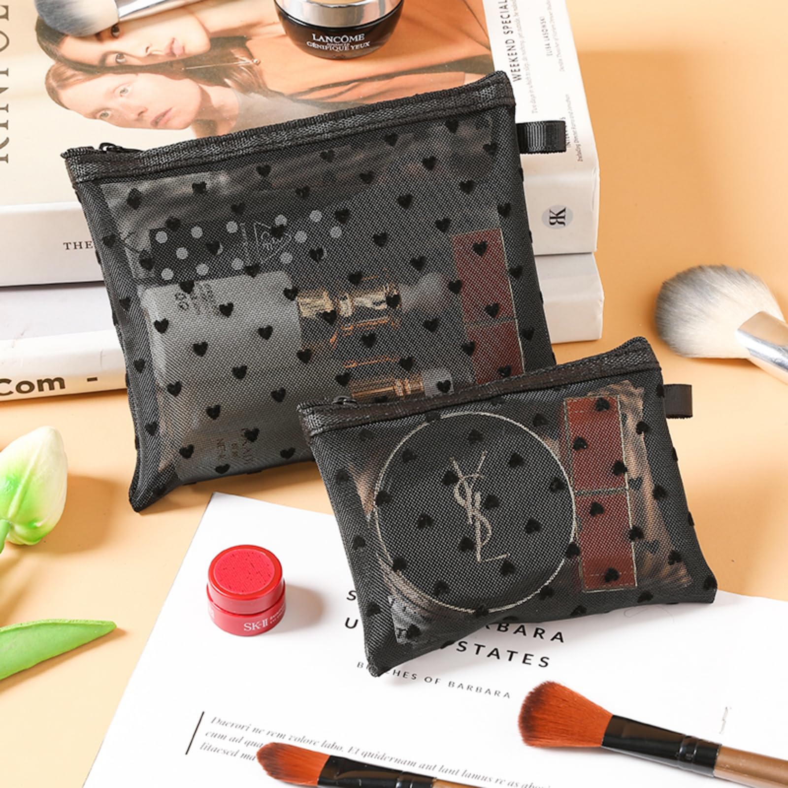 TRAKWAN transparent mesh bag black, quick item locating during trips.