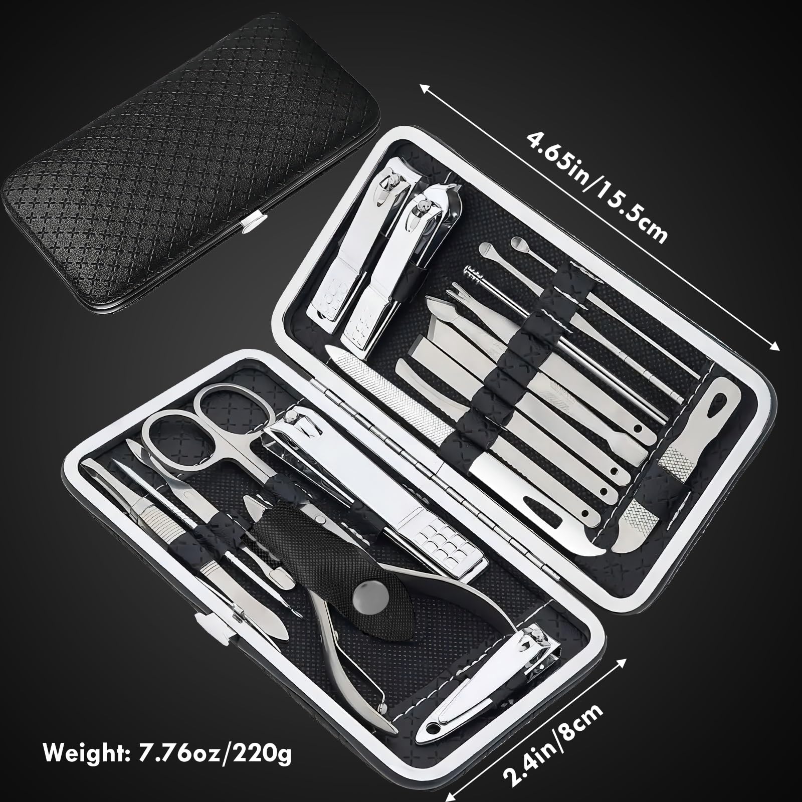 Tranchou manicure set opened to reveal complete tool selection for nails and pedicures