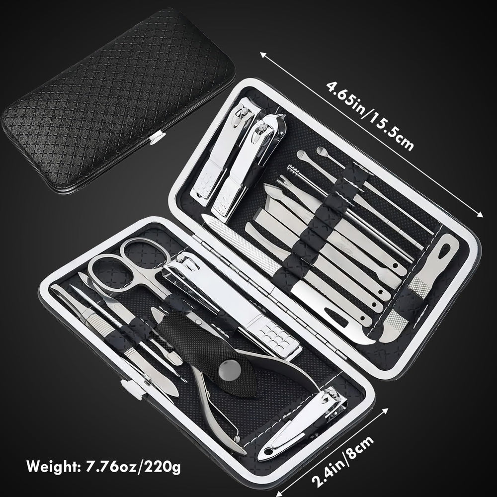 Tranchou manicure set opened to reveal complete tool selection for nails and pedicures