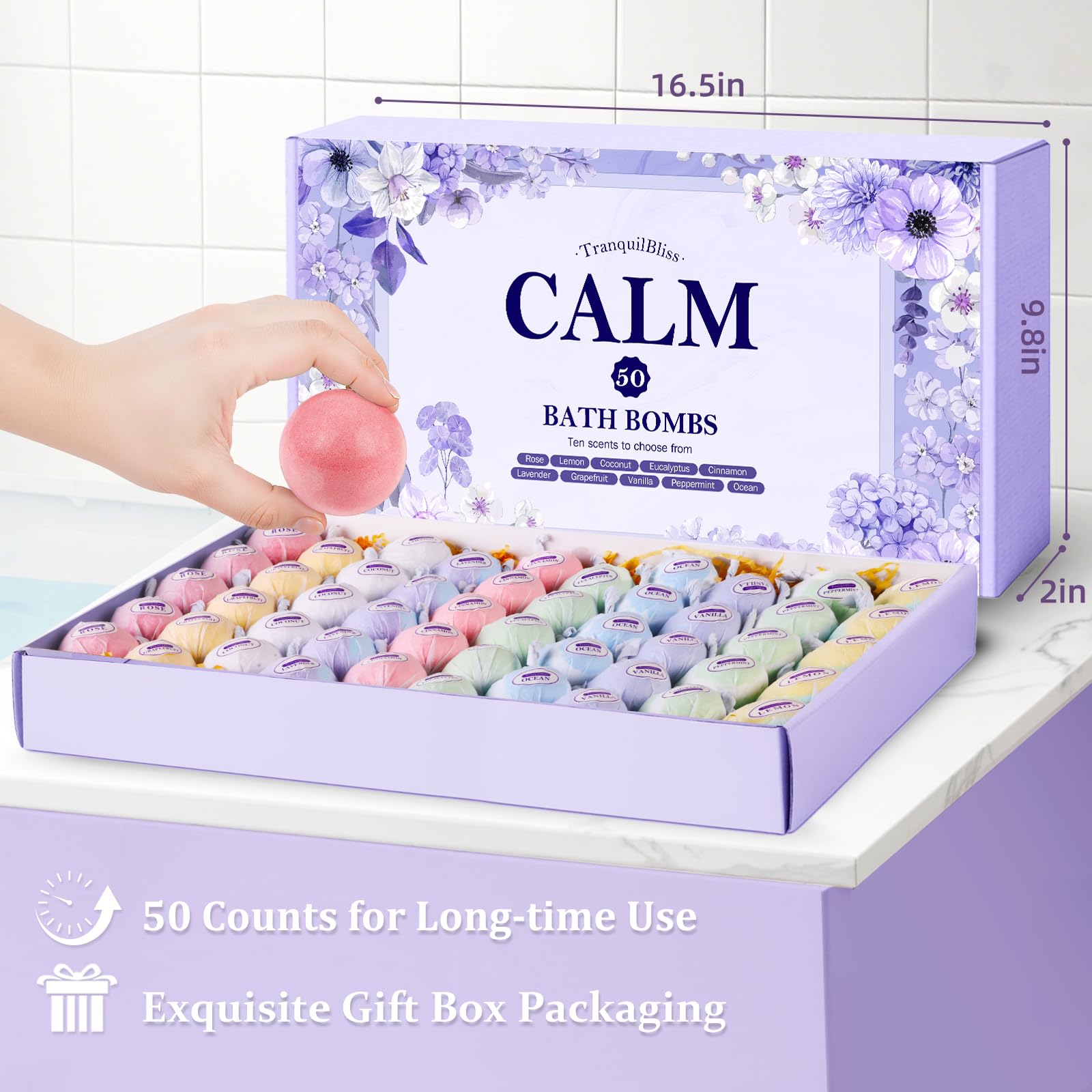 TranquilBliss lemon bath bomb delivers bright citrus aroma to elevate mood.