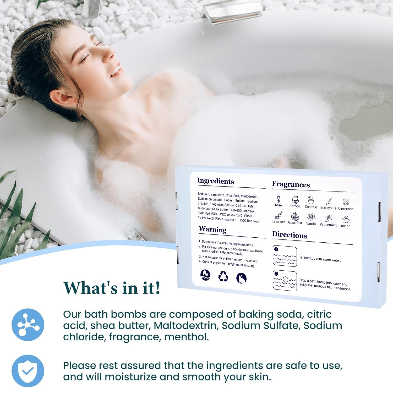 TranquilBliss bath bombs packaging highlights gift option
