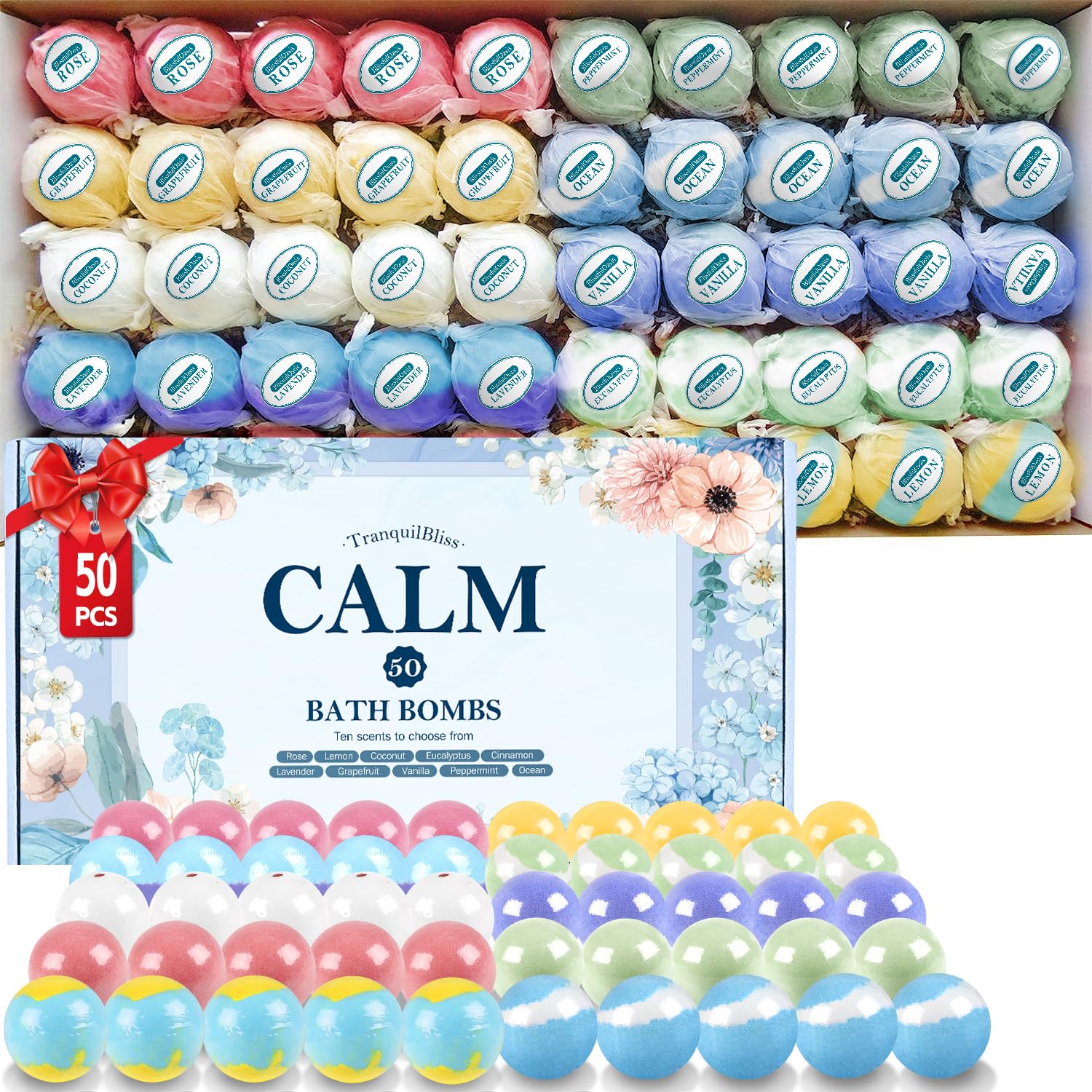 TranquilBliss bath bombs set box with gift-ready packaging for relaxation