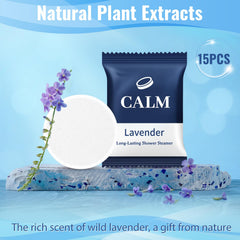 TranquilBliss bomba ducha lavanda con disolución suave para fragancia persistente.