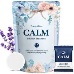 TranquilBliss bombas ducha lavanda, 15 pack para uso diario y aromatización suave.