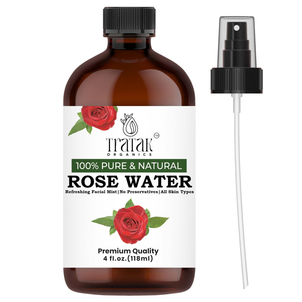 TRATAK ORGANICS agua de rosa en frasco de 118 ml para uso diario en rostro