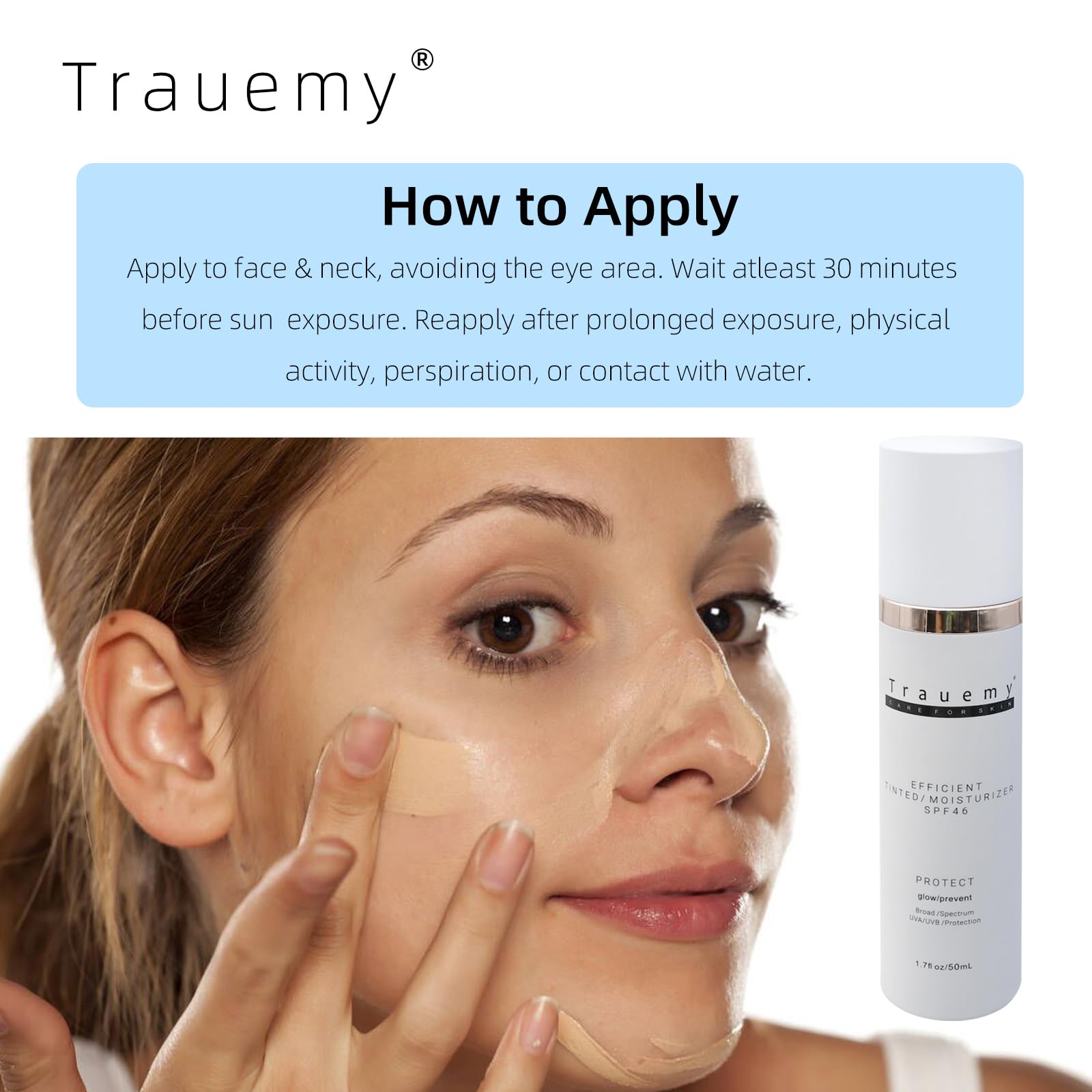 Trauemy crema tintada, textura hidratante que suaviza la piel.