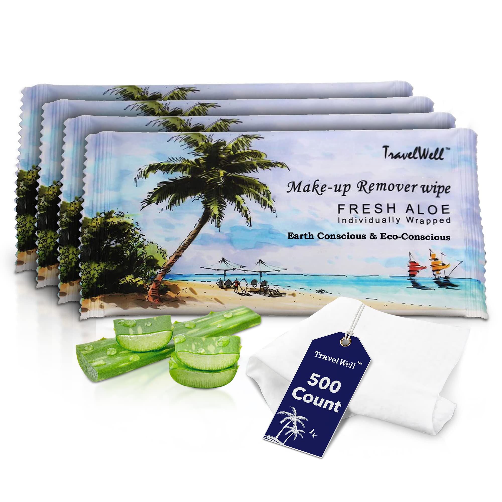 Travelwell aloe-infused makeup wipes bulk 500 for convenient travel cleansing