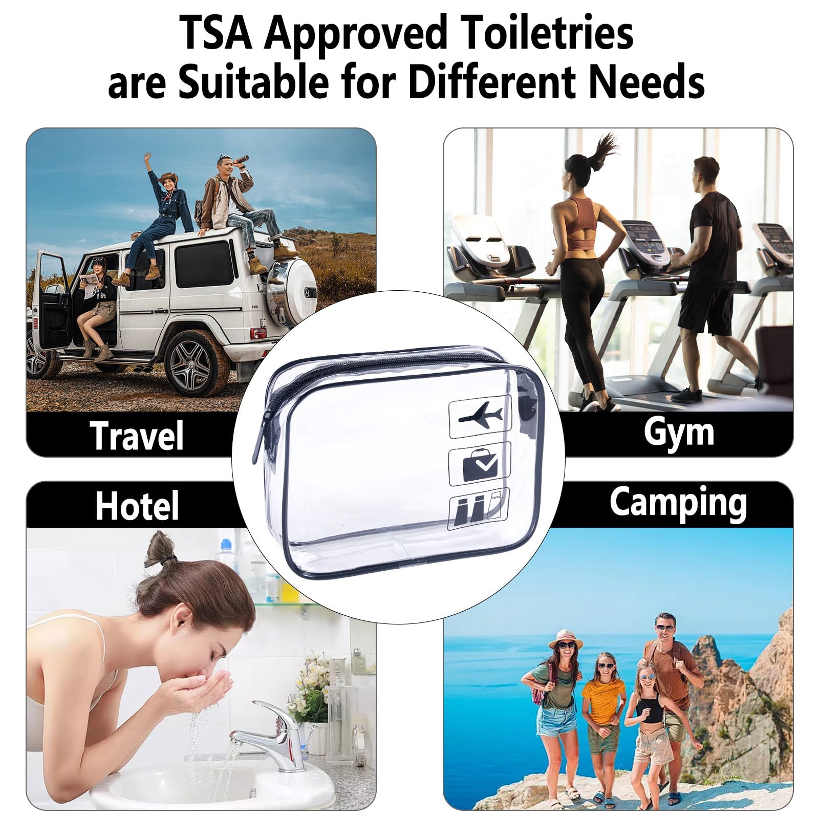 Three-pack set helps organize cosmetics and toiletries efficiently for trips