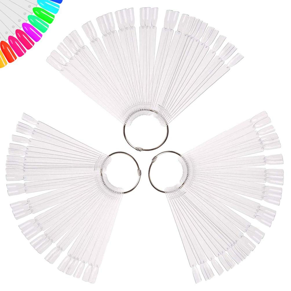 Treamlyn clear nail swatch sticks with ring for easy color comparison and organization.