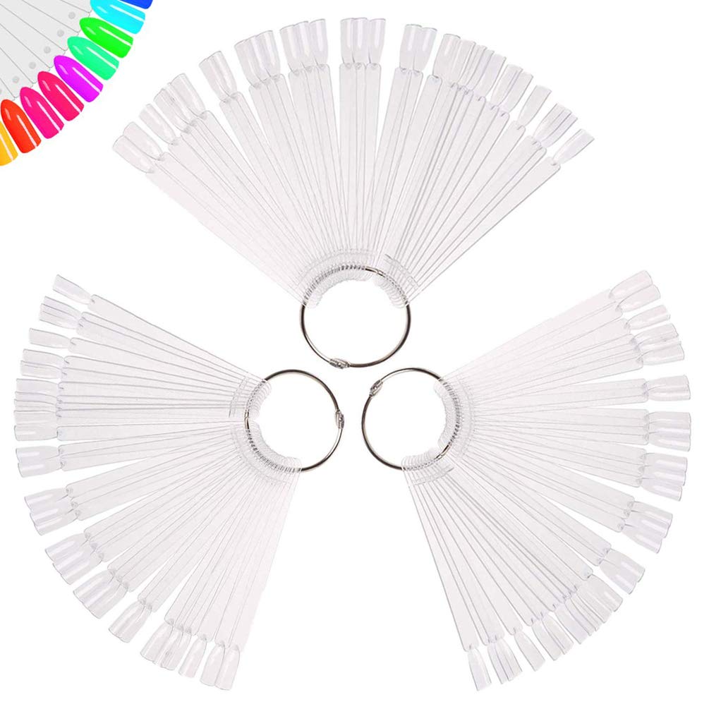 Treamlyn clear nail swatch sticks with ring for easy color comparison and organization.