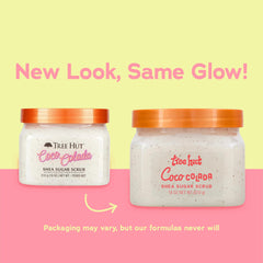 Tree Hut Coco Colada exfoliante, masaje suave para hidratación diaria.