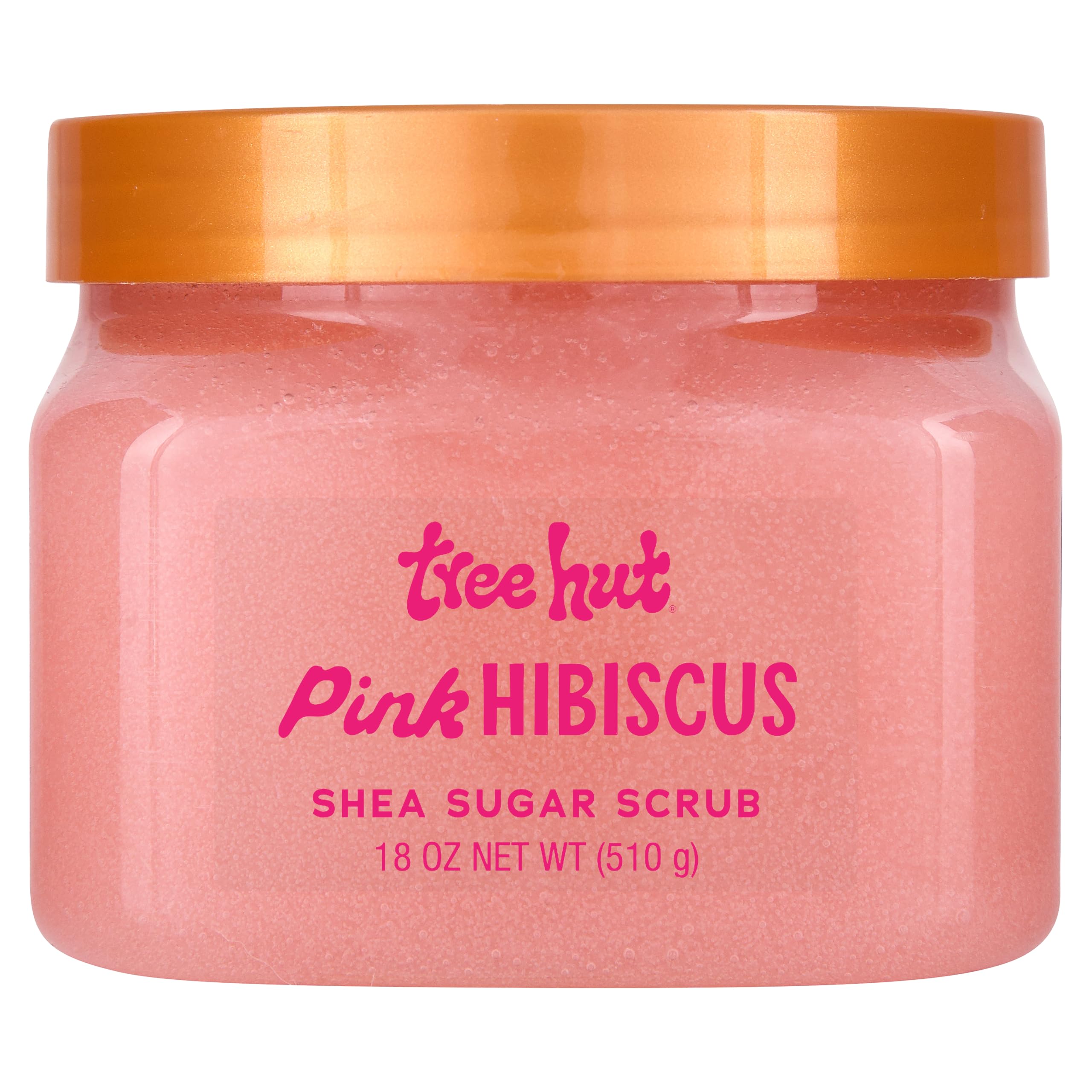 Tree Hut exfoliante hibisco rosa en frasco, exfolia suavemente y deja la piel sedosa.