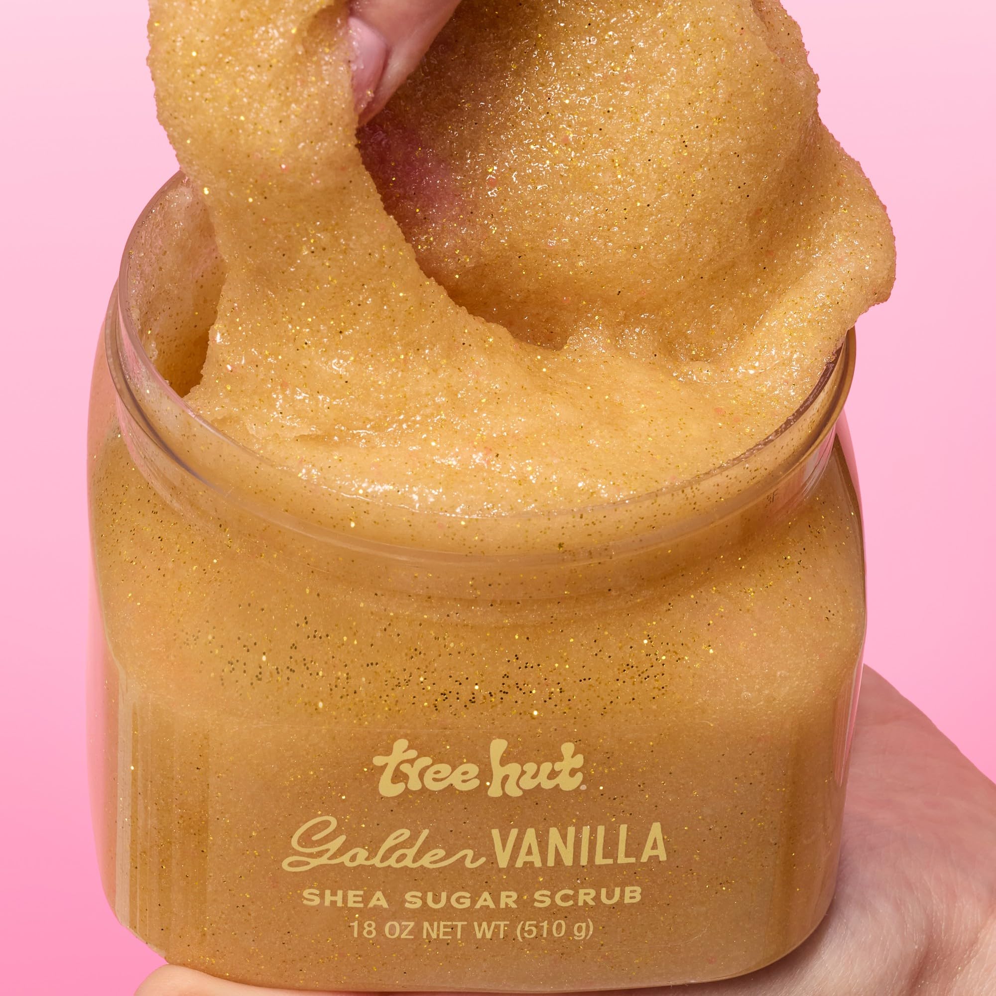 Ingredients reveal shea butter and natural oils in Tree Hut scrub.