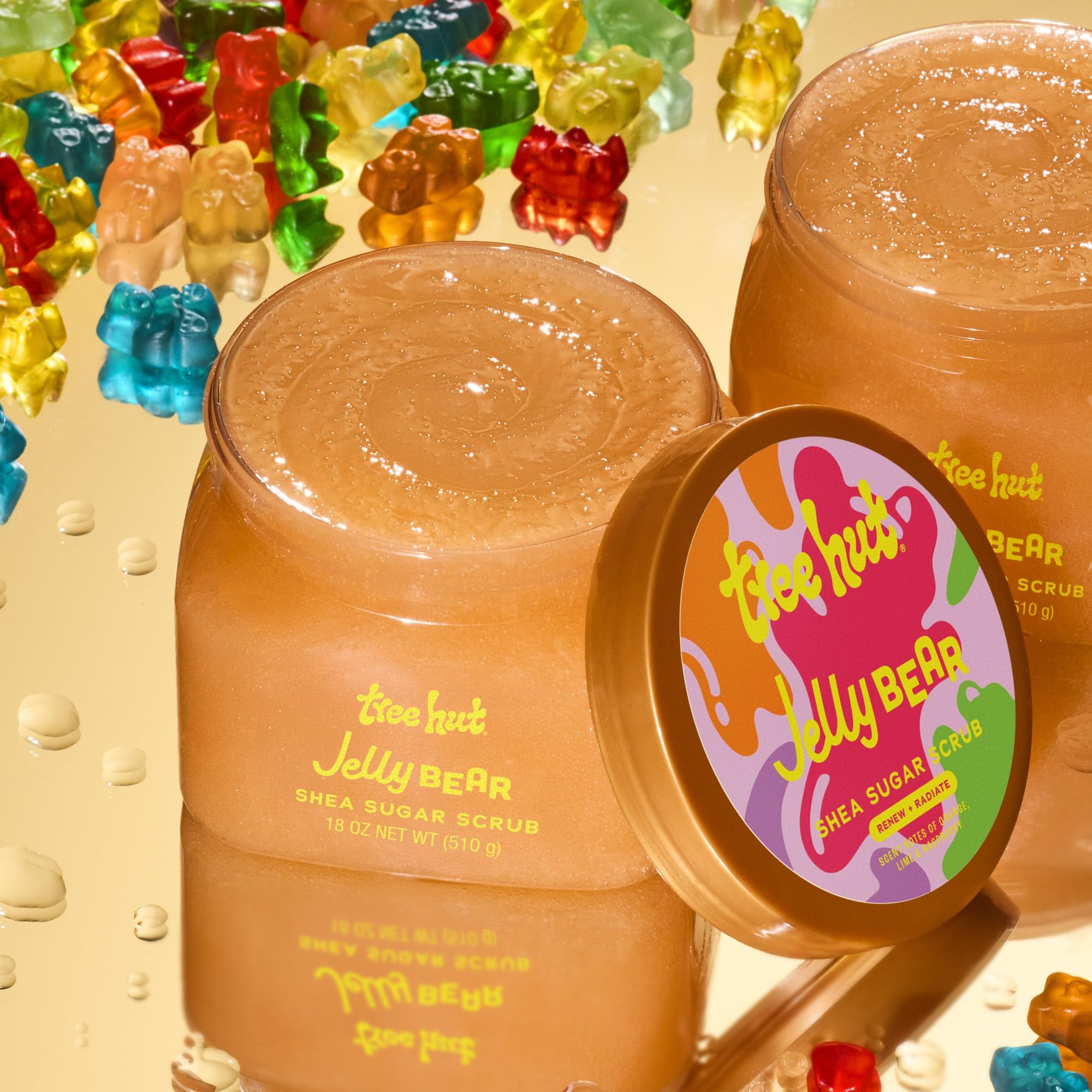Tree Hut Jelly Bear Scrub, manteca de karité nutre la piel y ayuda a hidratar.