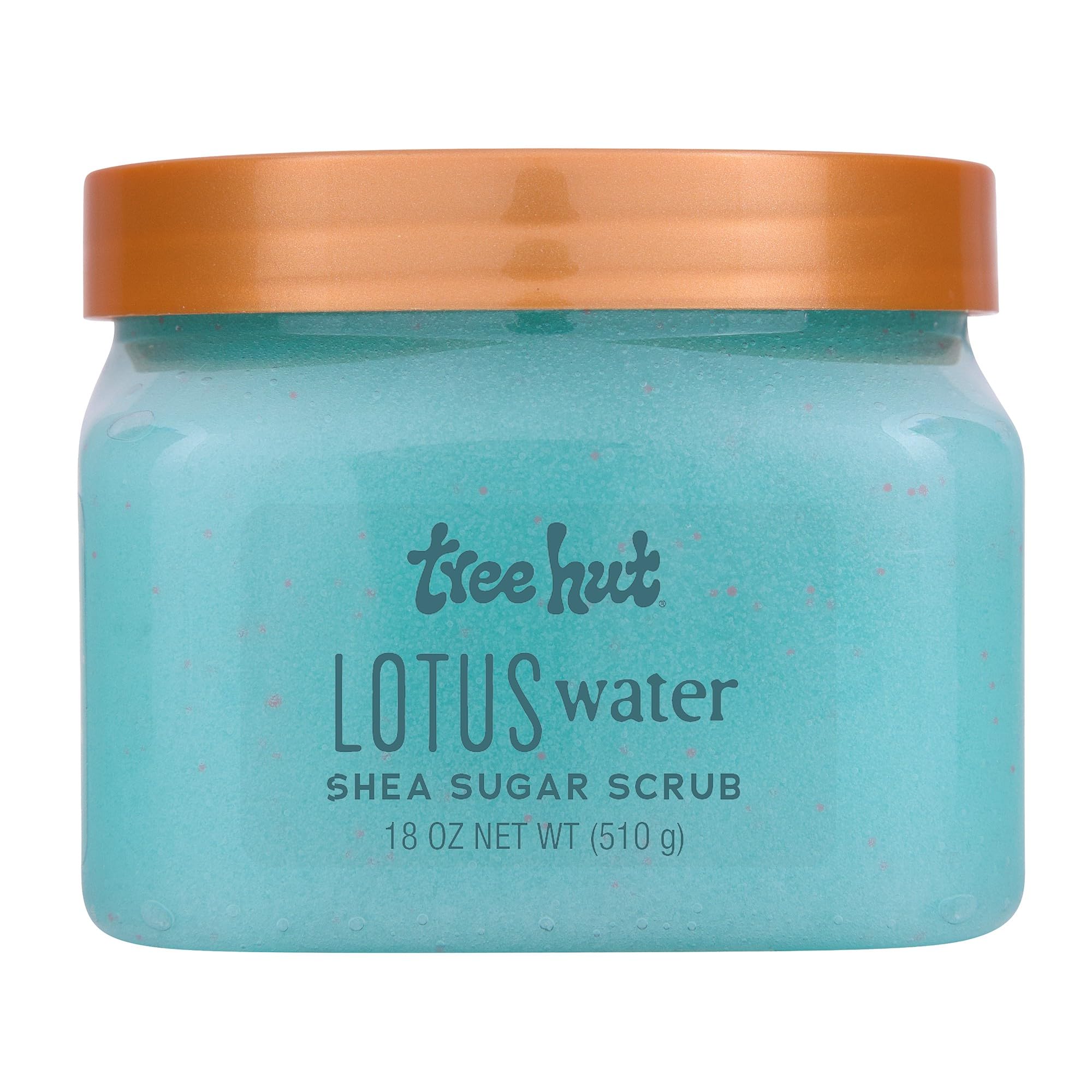 Tree Hut Lotus Water exfoliante: textura lujosa de azúcar que exfolia suavemente la piel.