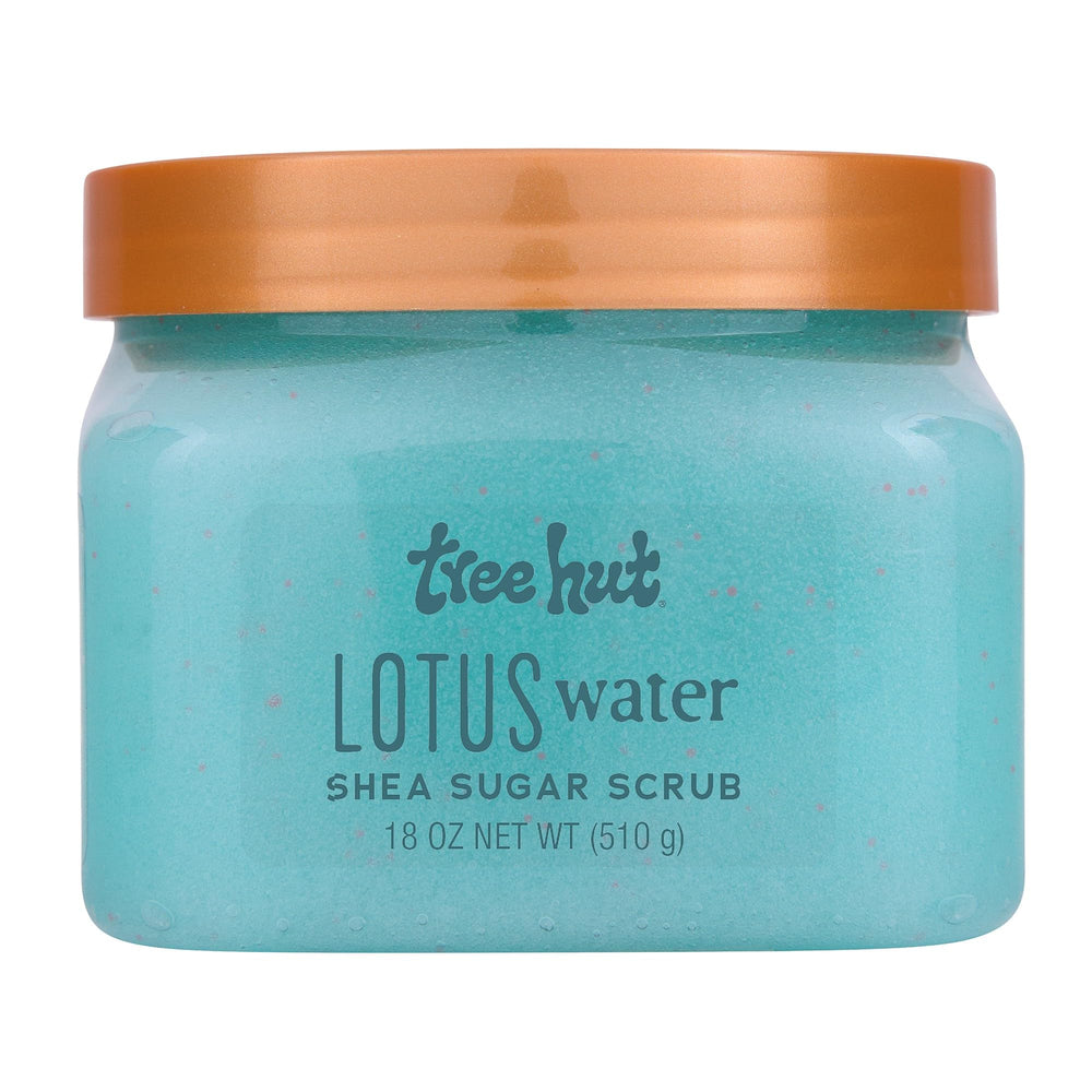 Tree Hut Lotus Water exfoliante: textura lujosa de azúcar que exfolia suavemente la piel.