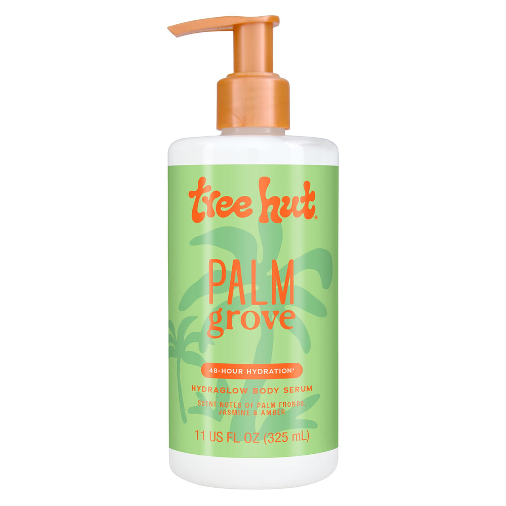 Tree Hut Palm Grove Hydraglow serum bottle showing hydration-focused formula for daily use