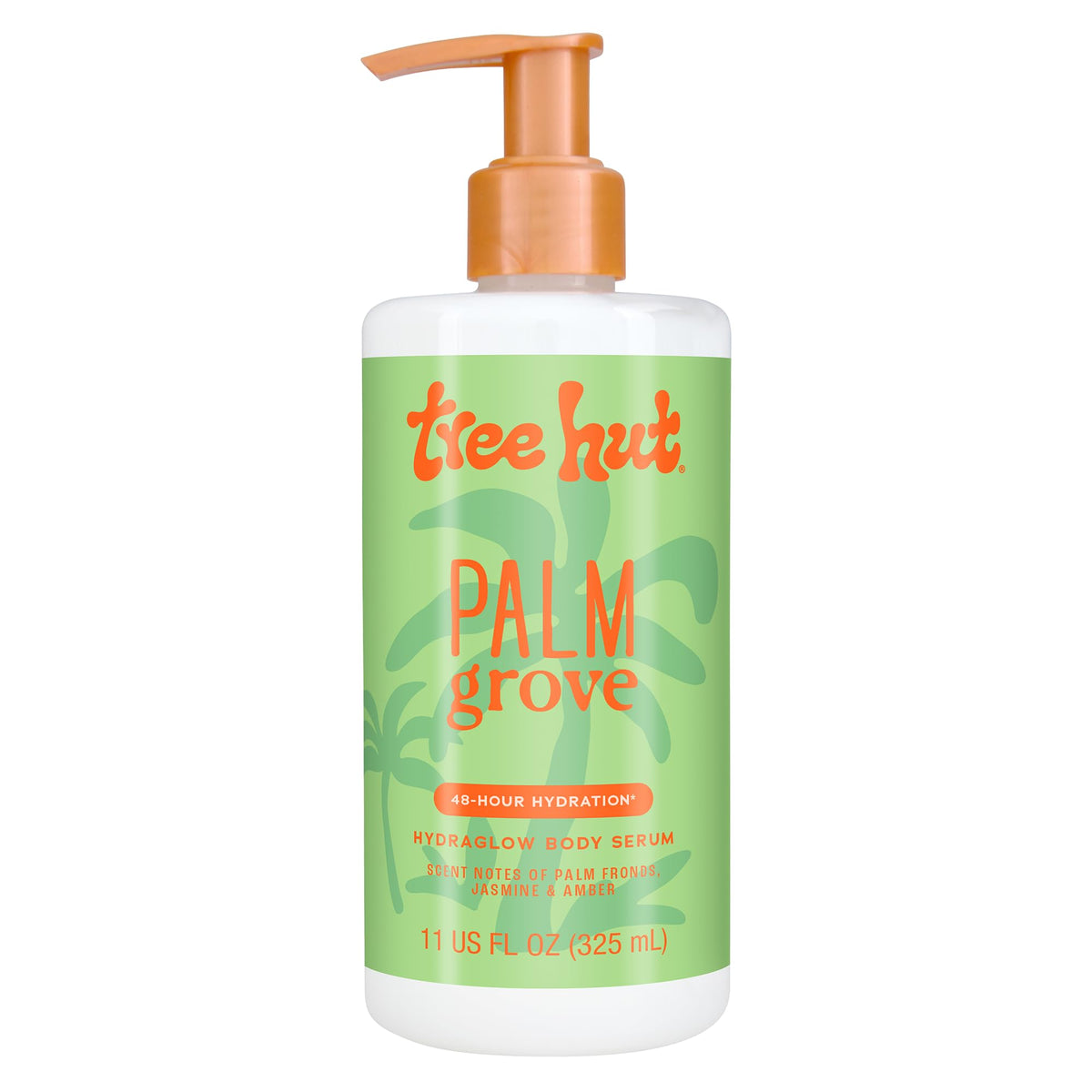 Tree Hut Palm Grove Hydraglow serum bottle showing hydration-focused formula for daily use