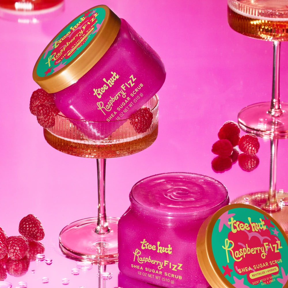 Raspberry Fizz packaging and the 18 oz jar in display