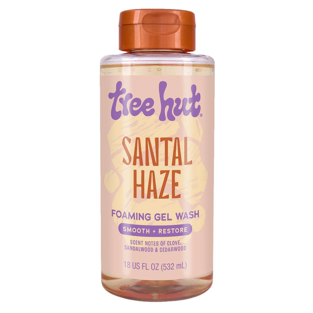 Tree Hut Santal Haze bottle with easy pour design for daily cleansing