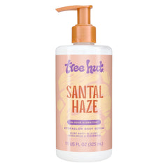 Tree Hut Santal Haze Hydraglow serum bottle with deep hydration and woodsy scent