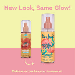 Close-up of Tree Hut Sunkissed Poppy mist for quick scent touch-ups.