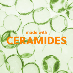 Ceramide-squalane formula close-up highlights skin barrier support during use.