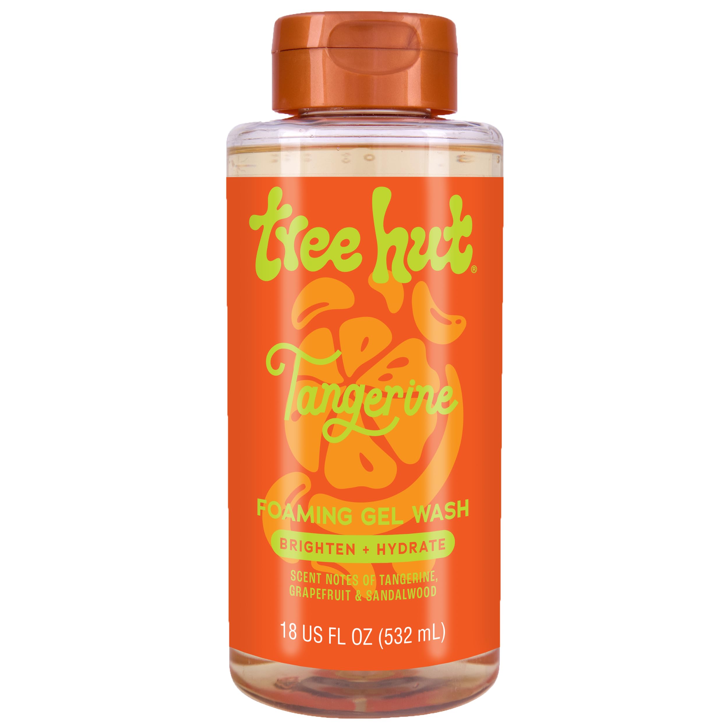 Tree Hut Tangerine Foaming Gel Wash bottle pour for a refreshing cleanse