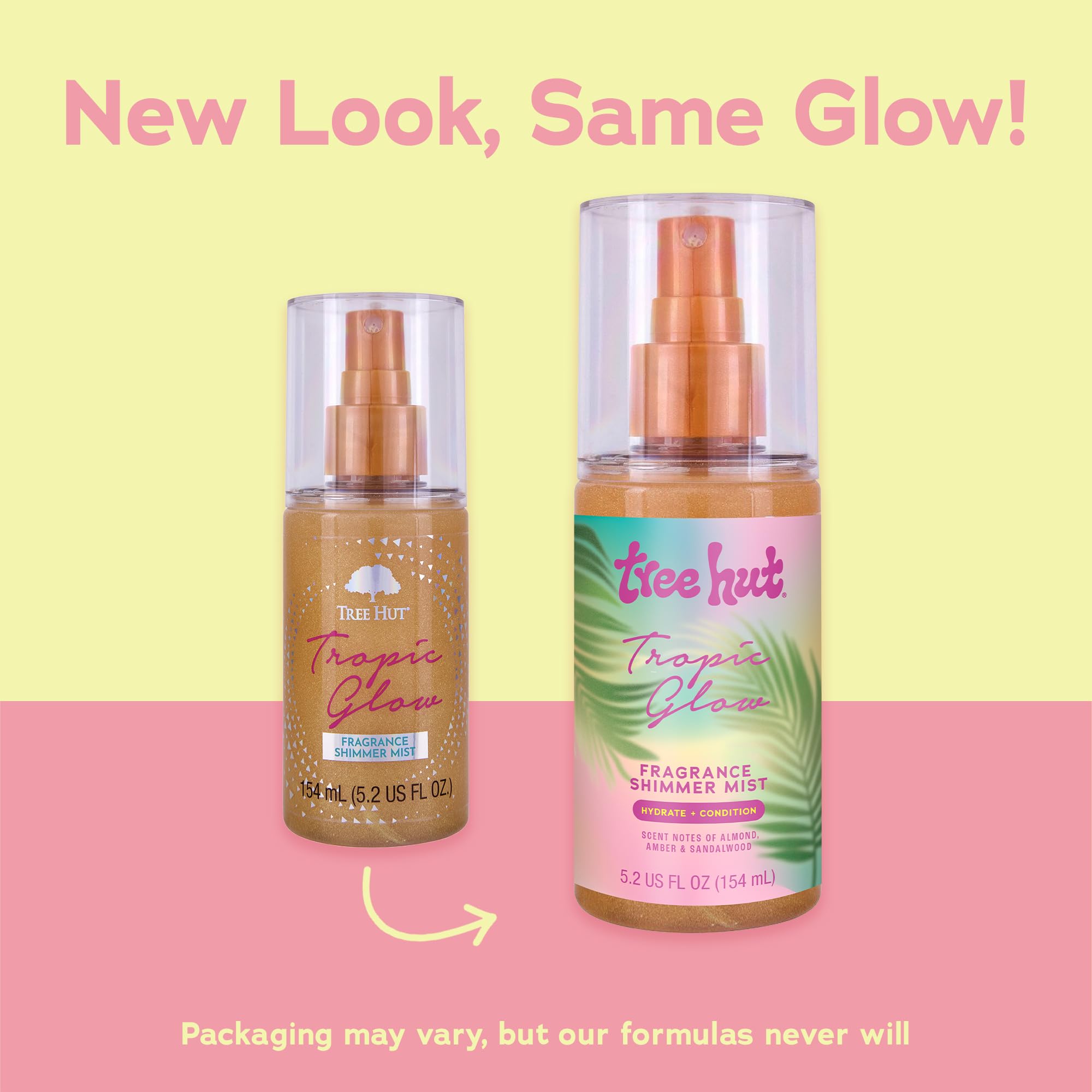 Tree Hut Tropic Glow Shimmer Mist pump dispensing a refreshing spritz