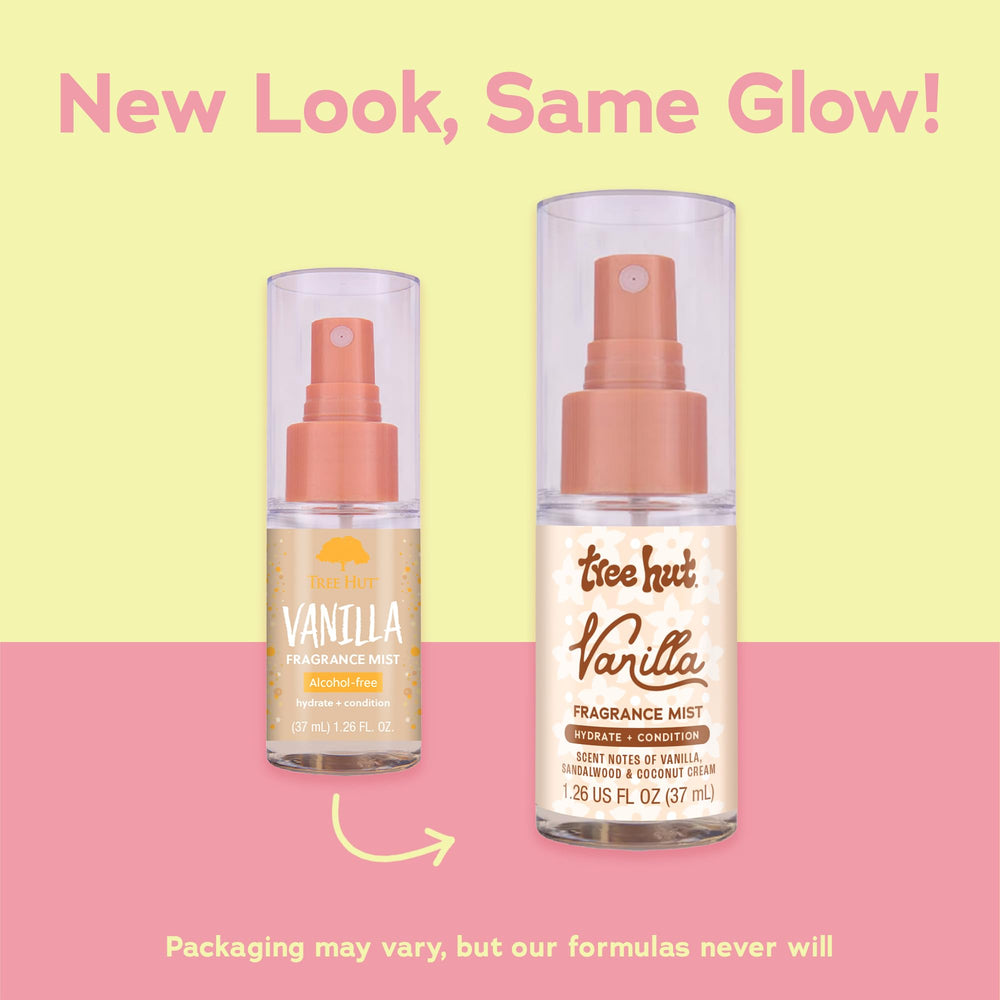 Tree Hut vanilla mist spritz shows on-skin hydration with a long-lasting aroma