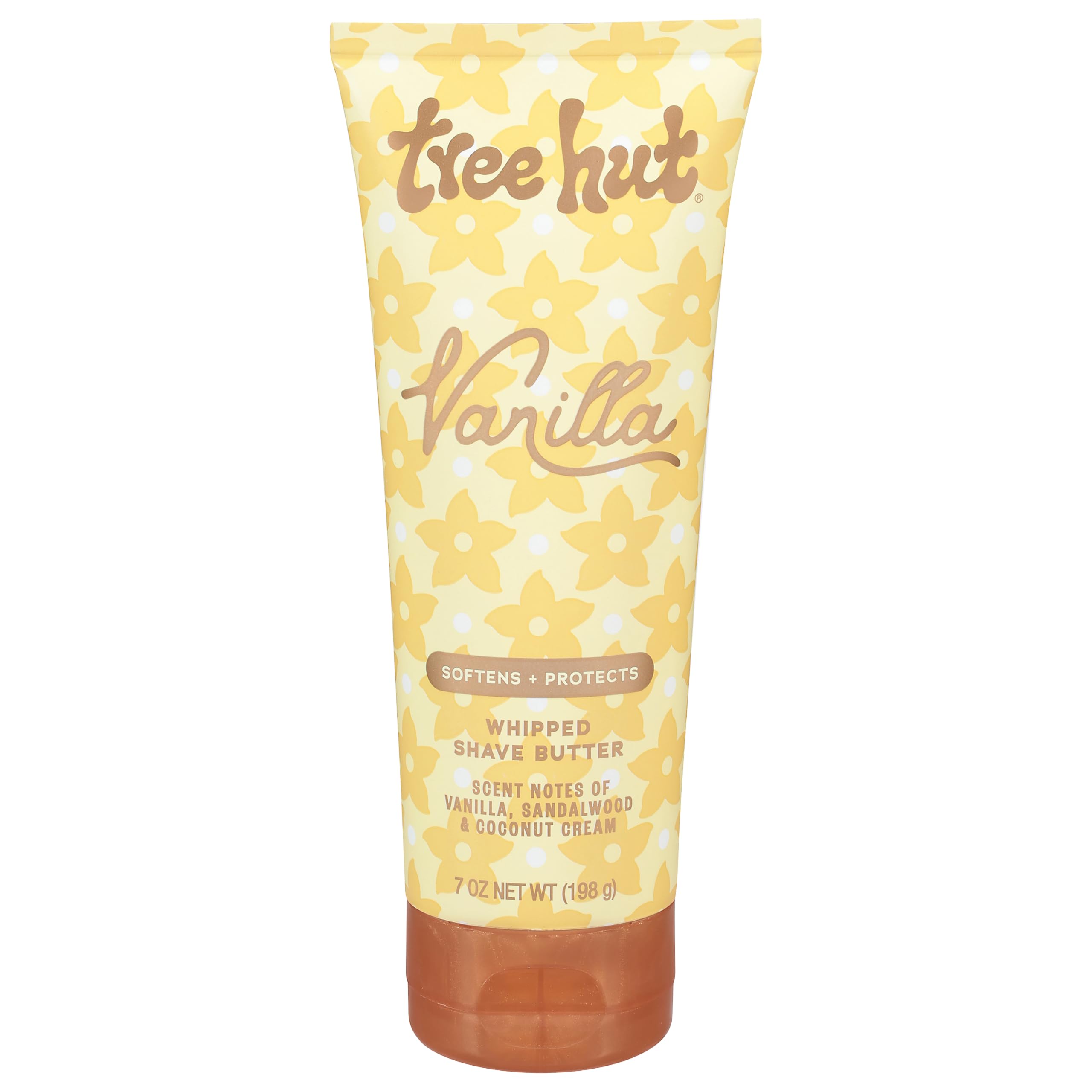 Tree Hut Vanilla Whipped Shave Butter jar closeup, creamy texture for smooth shaving.