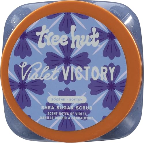 Tree Hut Violet Victory sugar crystals close-up for smooth skin prep