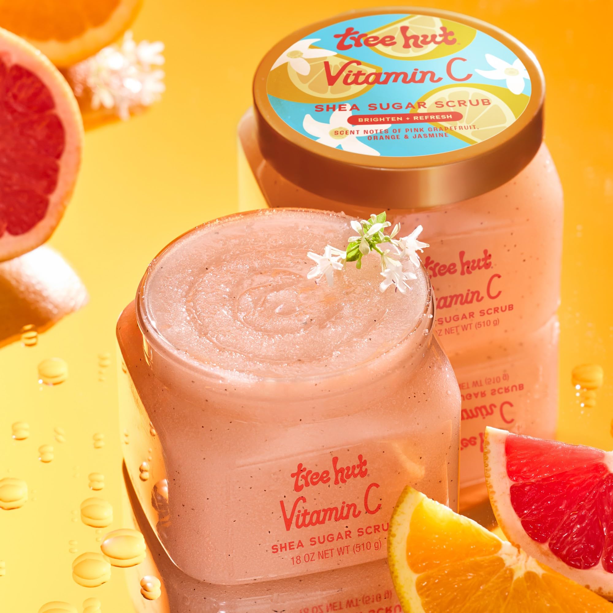 Hands applying Tree Hut scrub for gentle exfoliation and refreshed skin.
