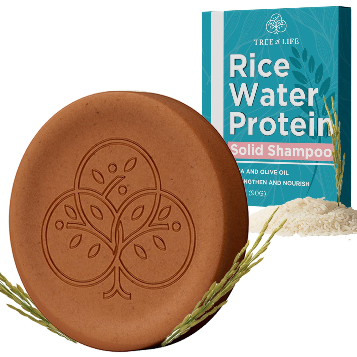 Tree of Life barra champú arroz-agua: limpieza suave que hidrata el cabello.