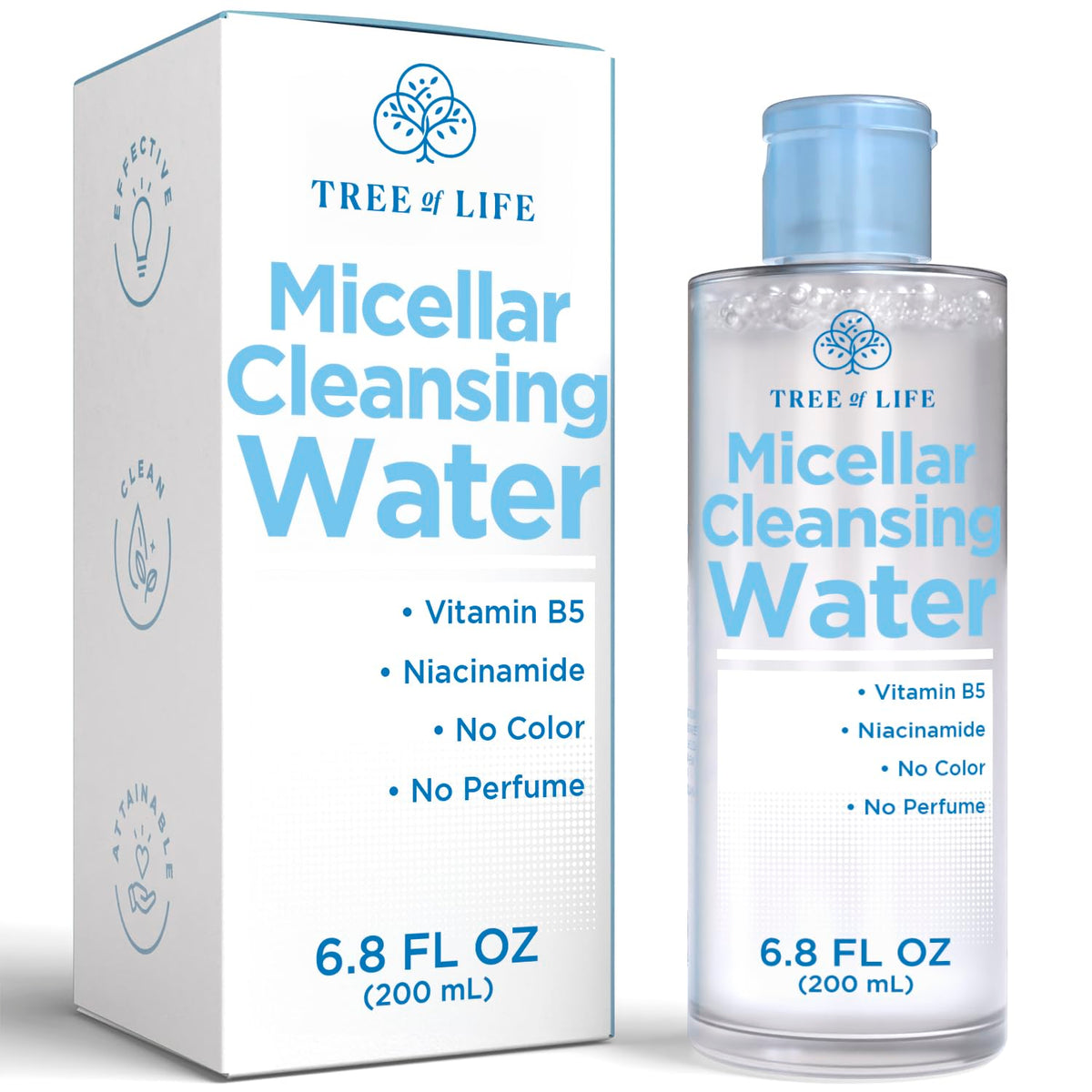 Tree of Life Beauty botella micelar para limpieza suave y desmaquillar ojos