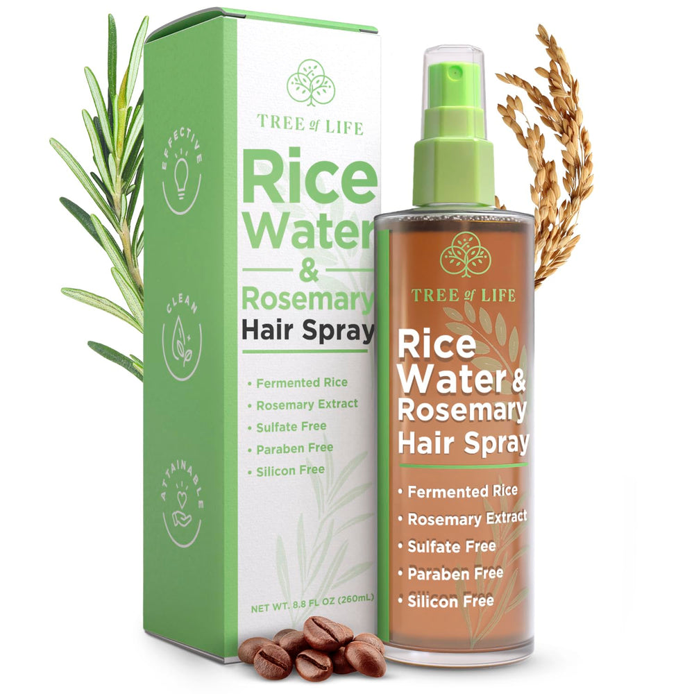 Tree of Life Beauty botella spray agua de romero para cuero cabelludo.