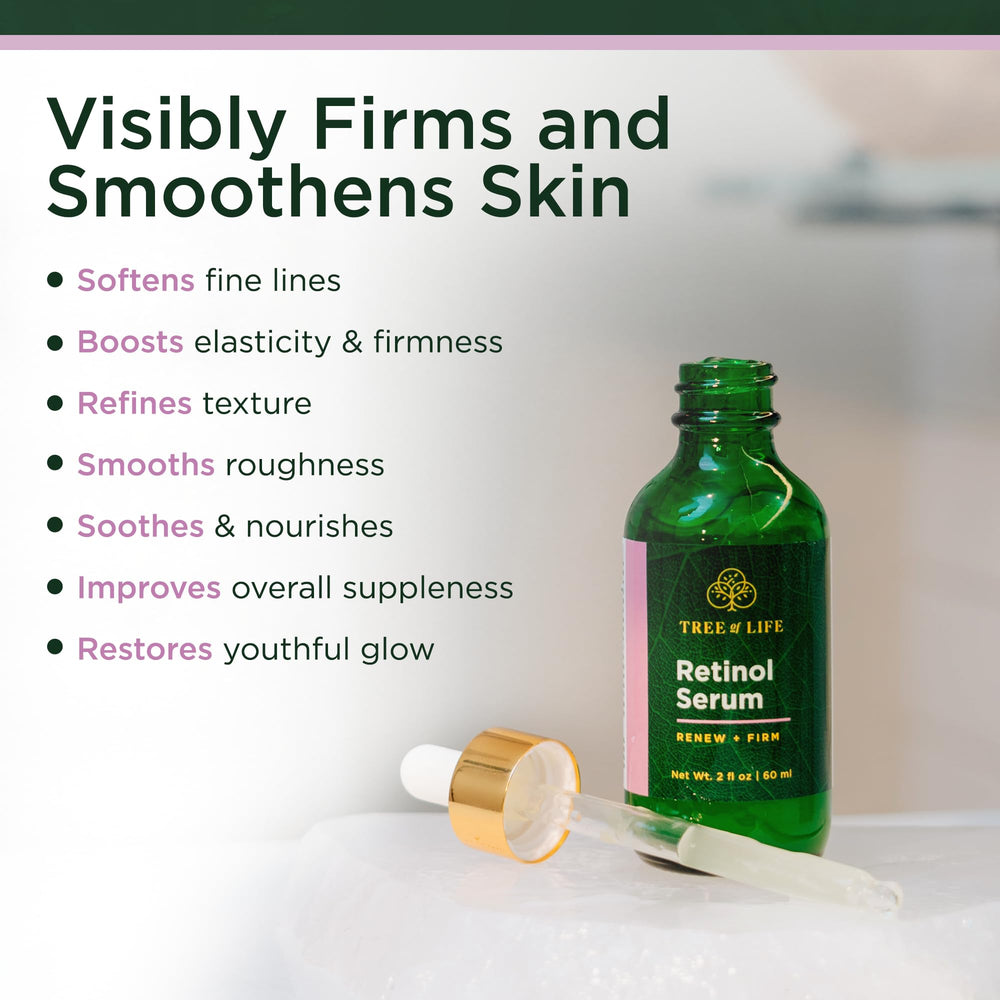 Tree of Life Beauty Retinol Serum: uso diario en cara, cuello y escote.
