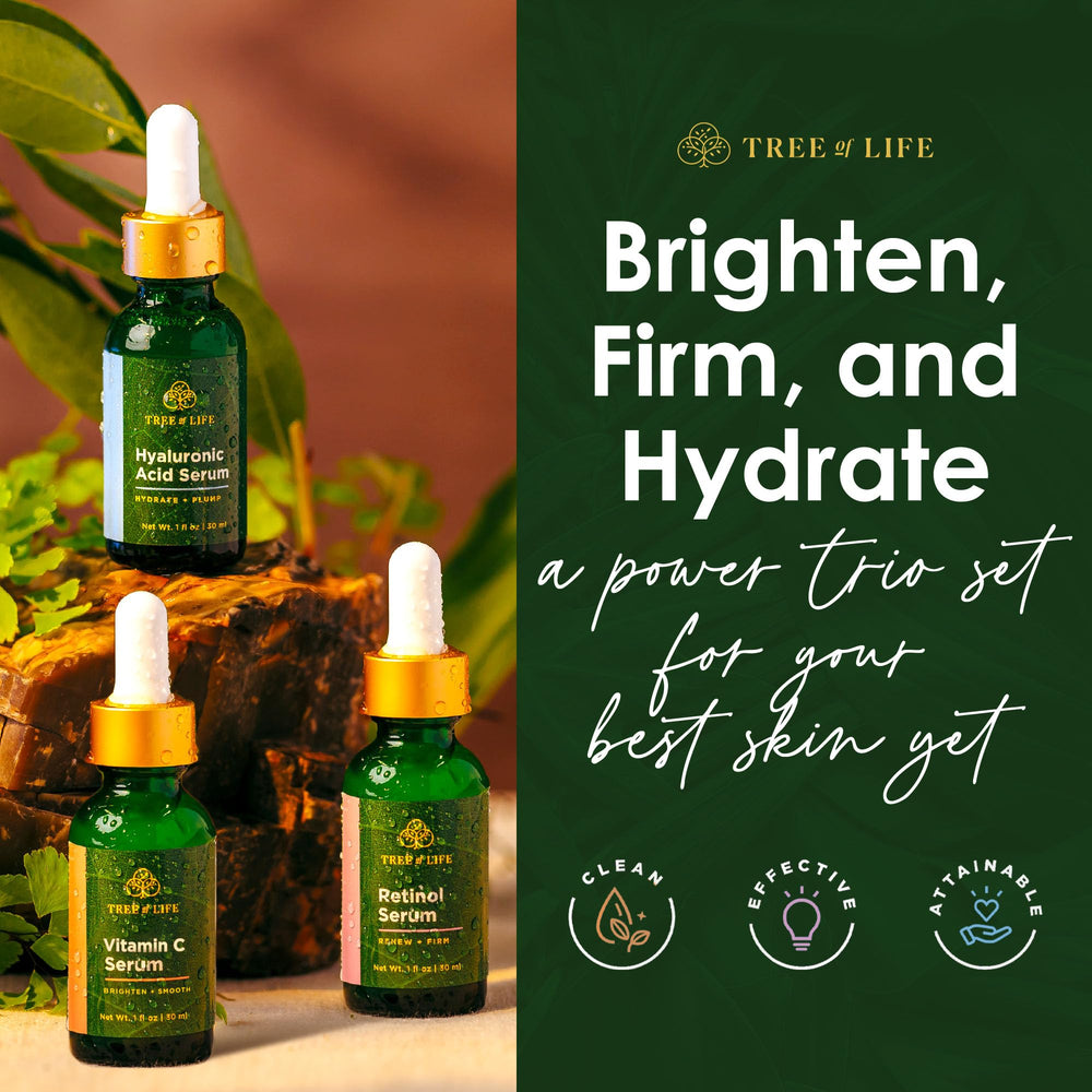 Tree of Life Beauty Retinol serum bottle targets fine lines.