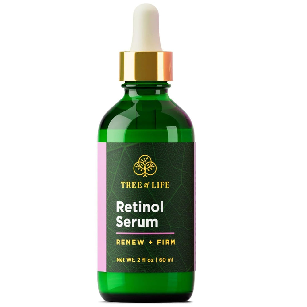 Tree of Life Beauty Retinol Serum: frasco 2 oz para cuidado diario y piel suave.