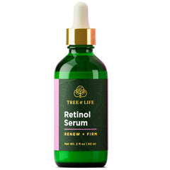 Tree of Life Beauty Retinol Serum: frasco 2 oz para cuidado diario y piel suave.