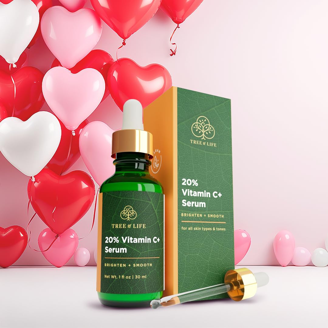 Tree of Life Beauty vitamin C serum dropper highlights precise application and brightening potential