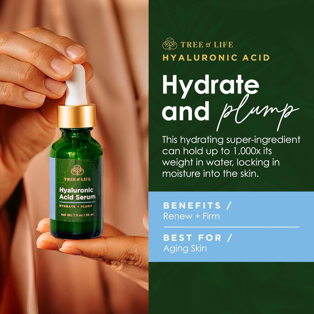 Close-up of Tree of Life serum texture showing lightweight, fast-absorbing consistency.