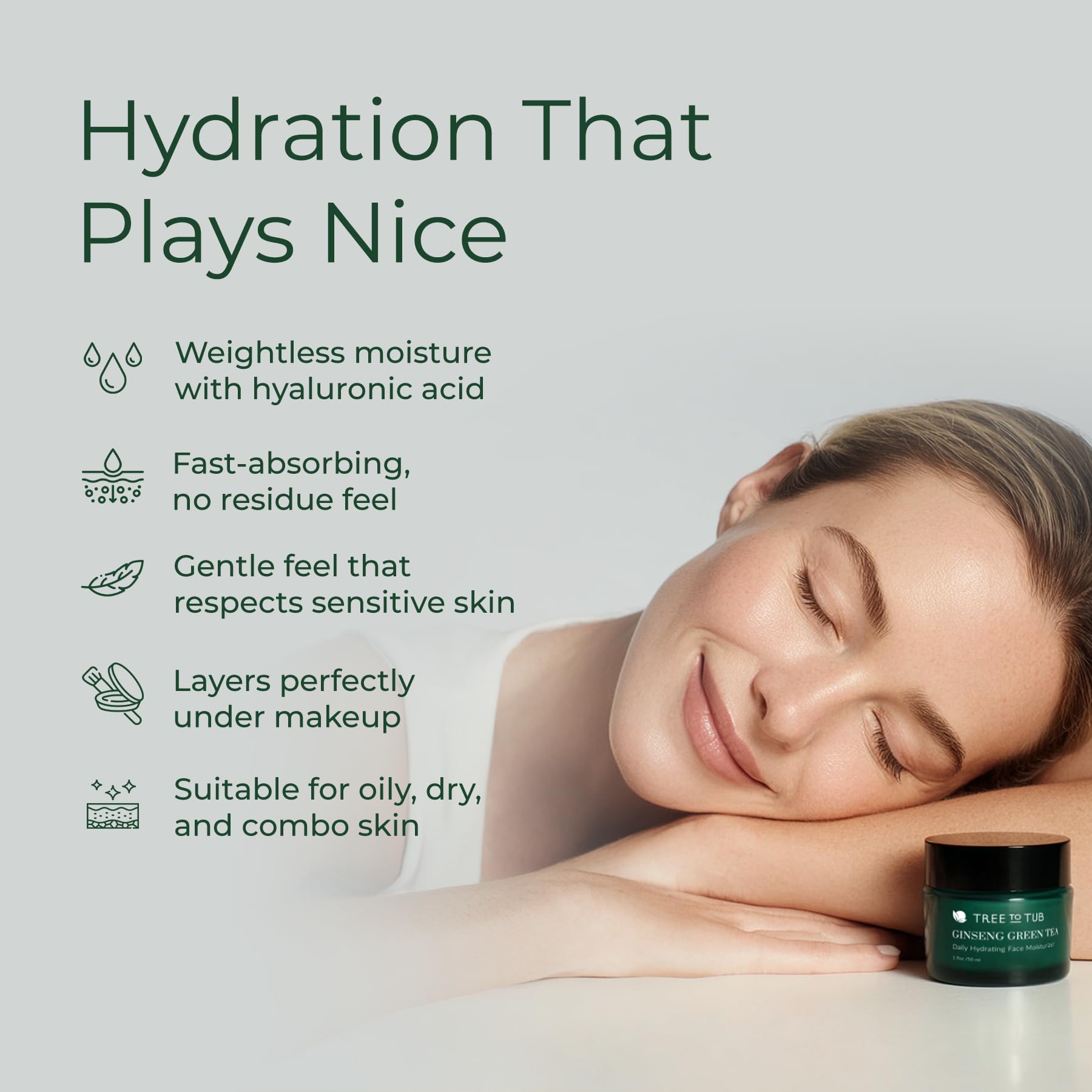 Tree To Tub moisturizer label features aloe for soothing care.